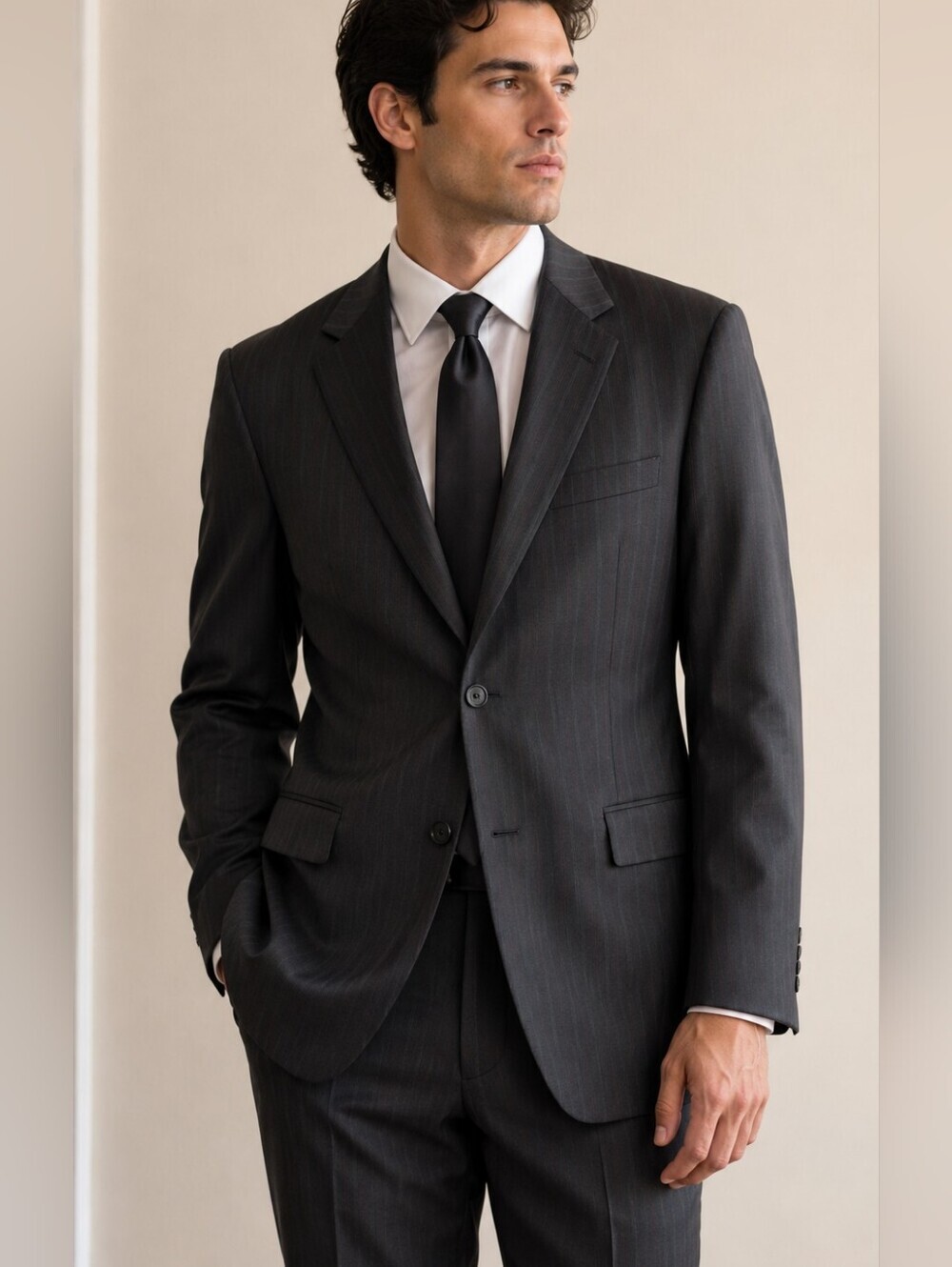 Kenneth Cole Gray Pinstripe Sport Coat 40R, Mens